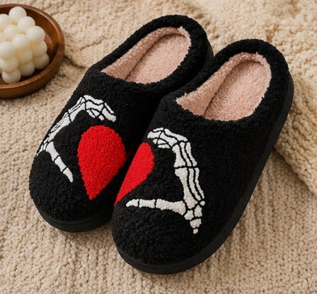 Skeleton Heart Hand Slippers