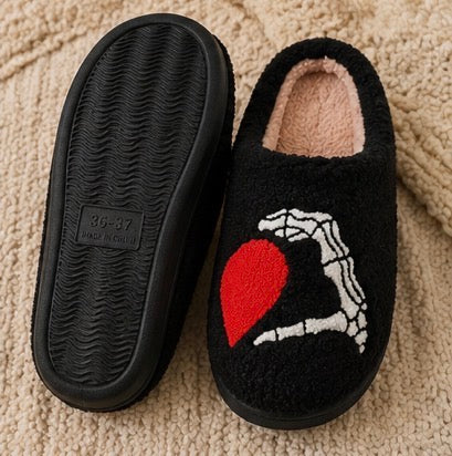 Skeleton Heart Hand Slippers