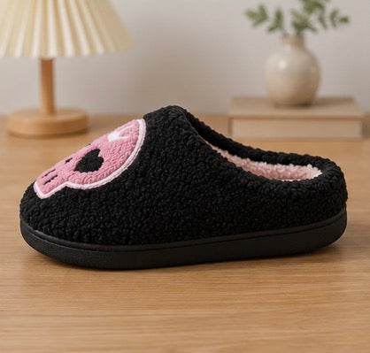 Crowned Skull Slippers – Black