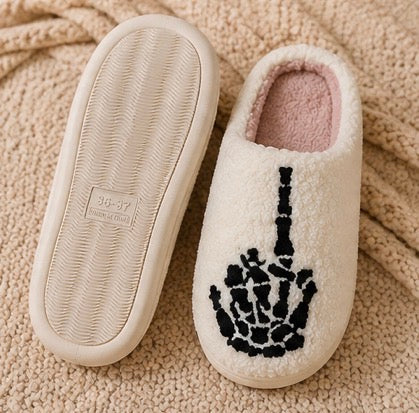 Rock On Skeleton Slippers – Cream