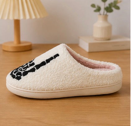 Rock On Skeleton Slippers – Cream