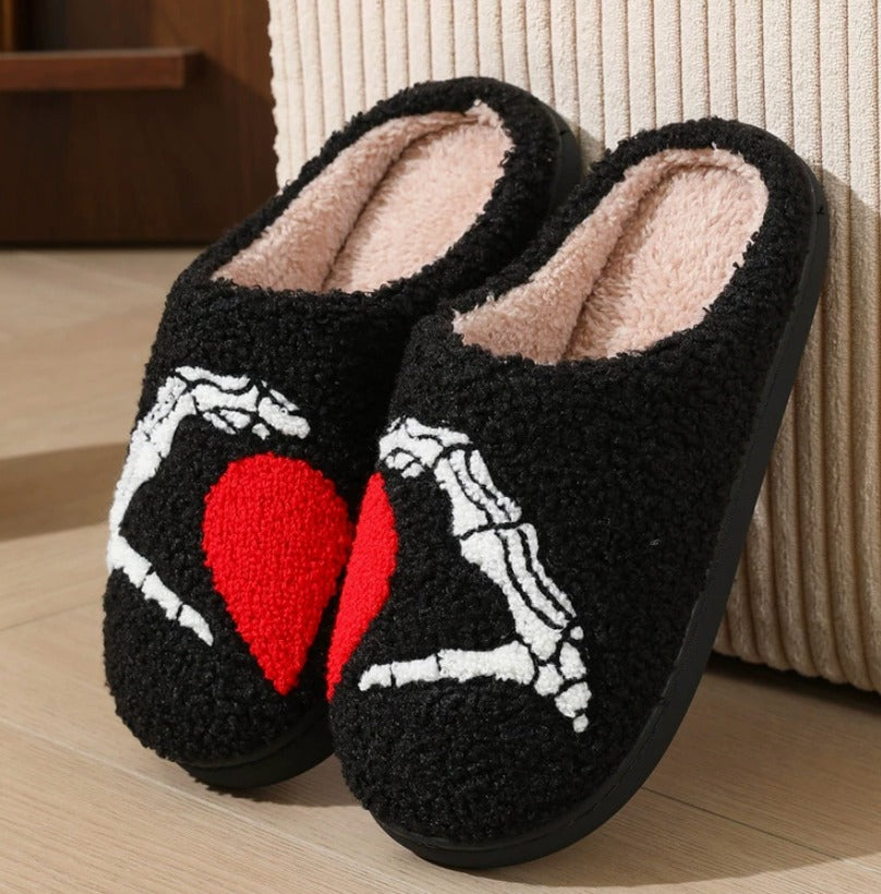 Skeleton Heart Hand Slippers